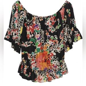 Lauren Ralph Lauren Plus Size On/Off-Shoulder Floral Blouse –Ruffle Hem, XL, EUC